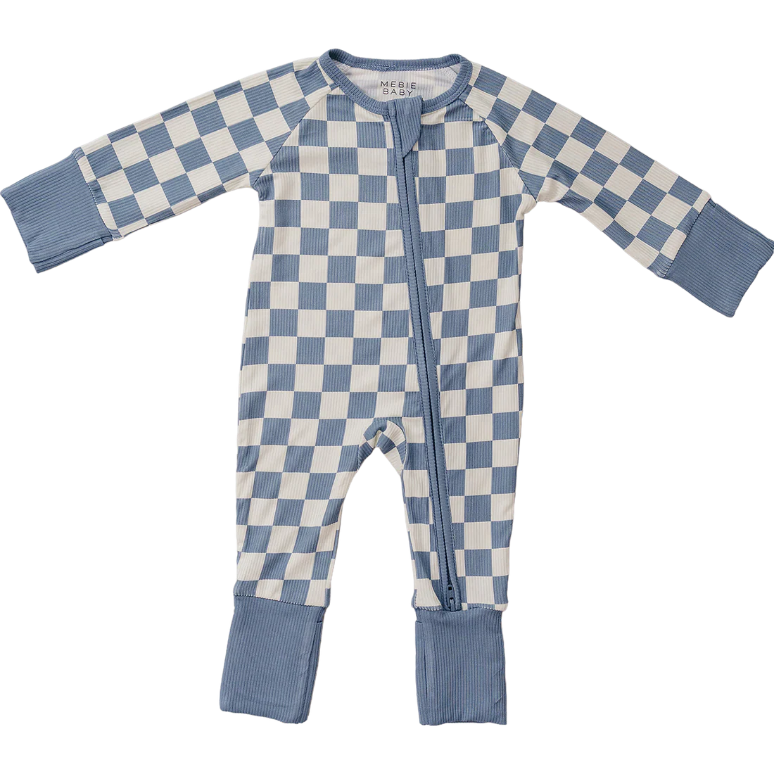 Blue Checkered Ribbed Bamboo Sleeper