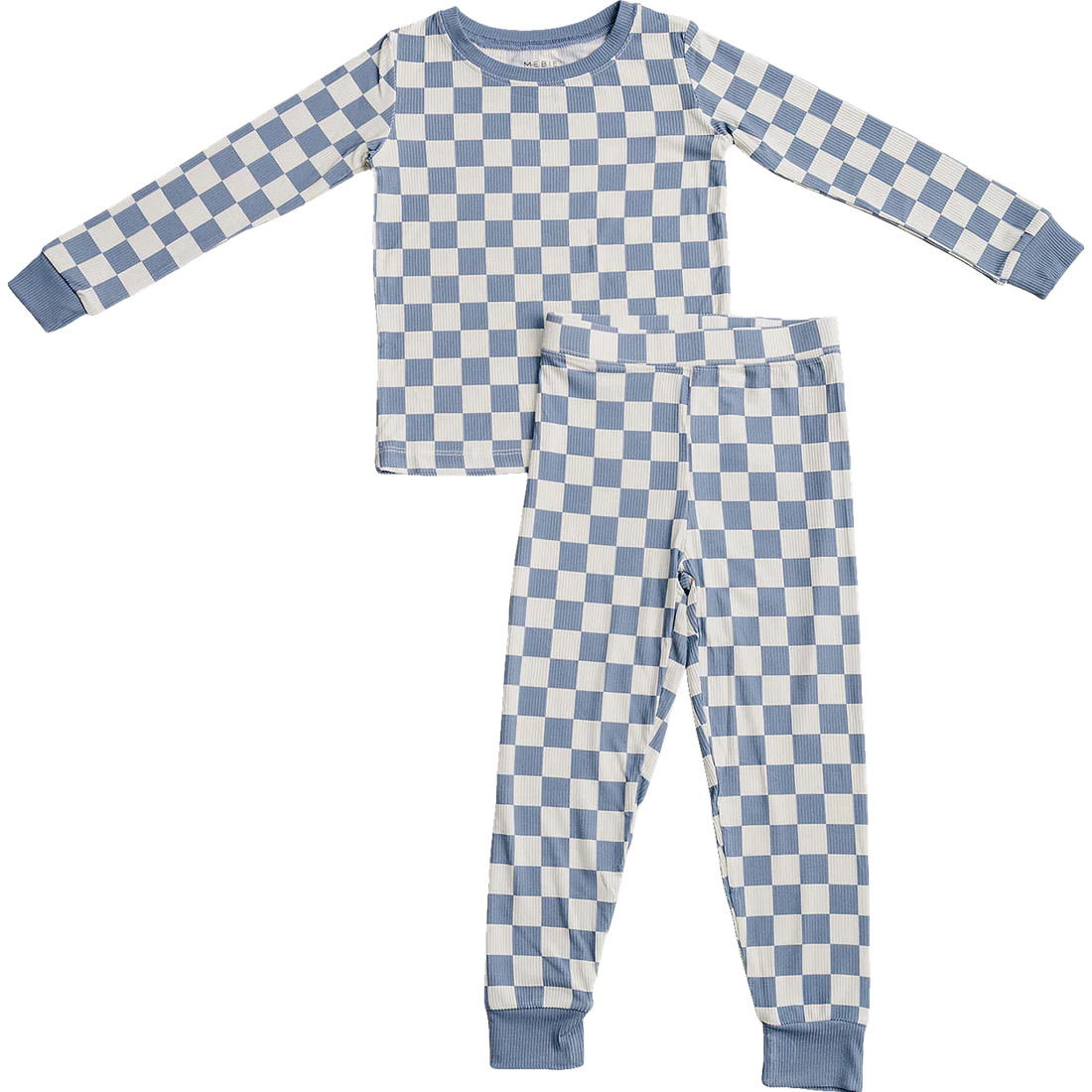 Blue Checkered Ribbed Bamboo Cozy Set