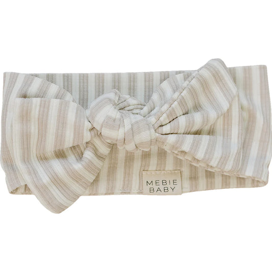 Taupe Striped Ribbed Bamboo Head Wrap