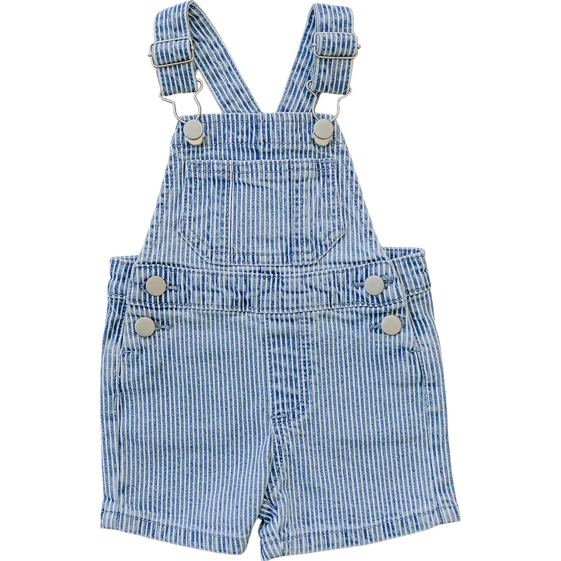 Short Blue Striped Overalls