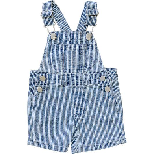 Short Blue Striped Overalls