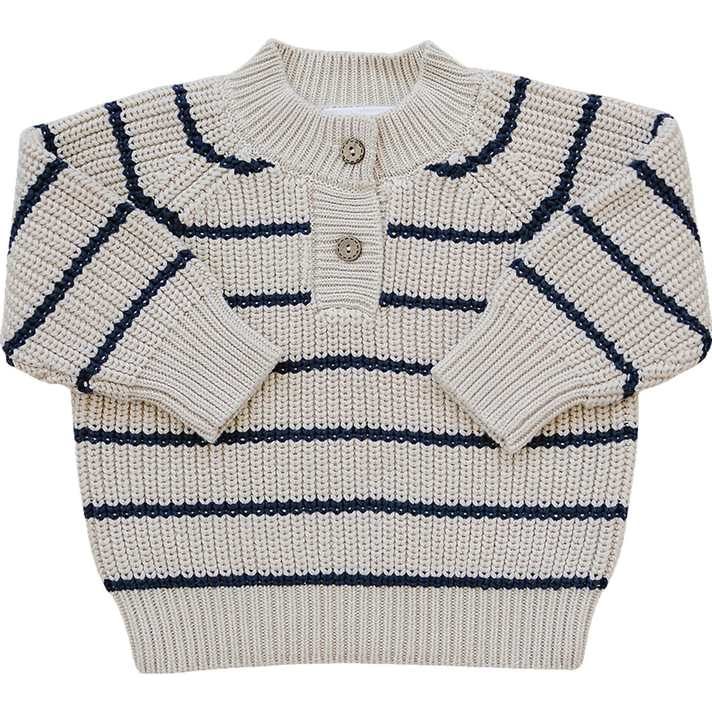 Striped Knit Button Sweater