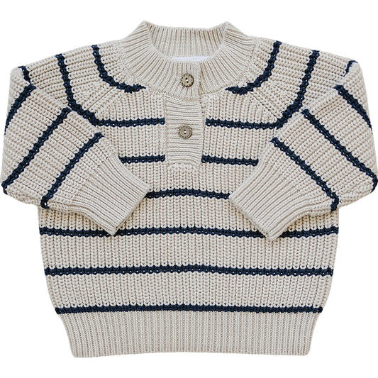 Striped Knit Button Sweater