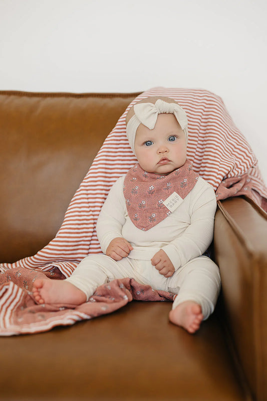Vintage Pink Floral Muslin Bib