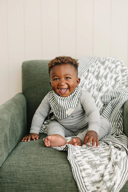 Green Striped Muslin Bib