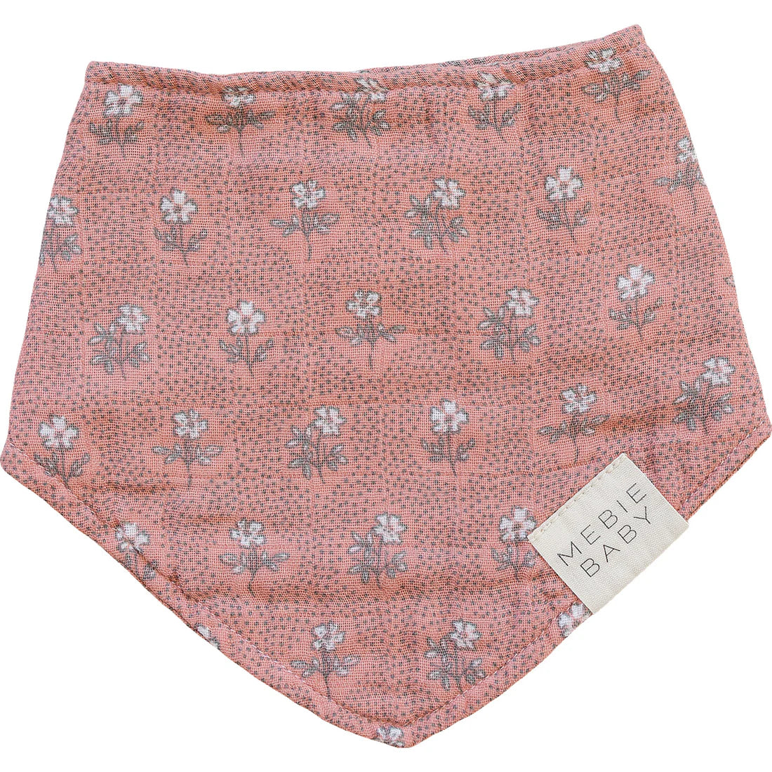 Vintage Pink Floral Muslin Bib