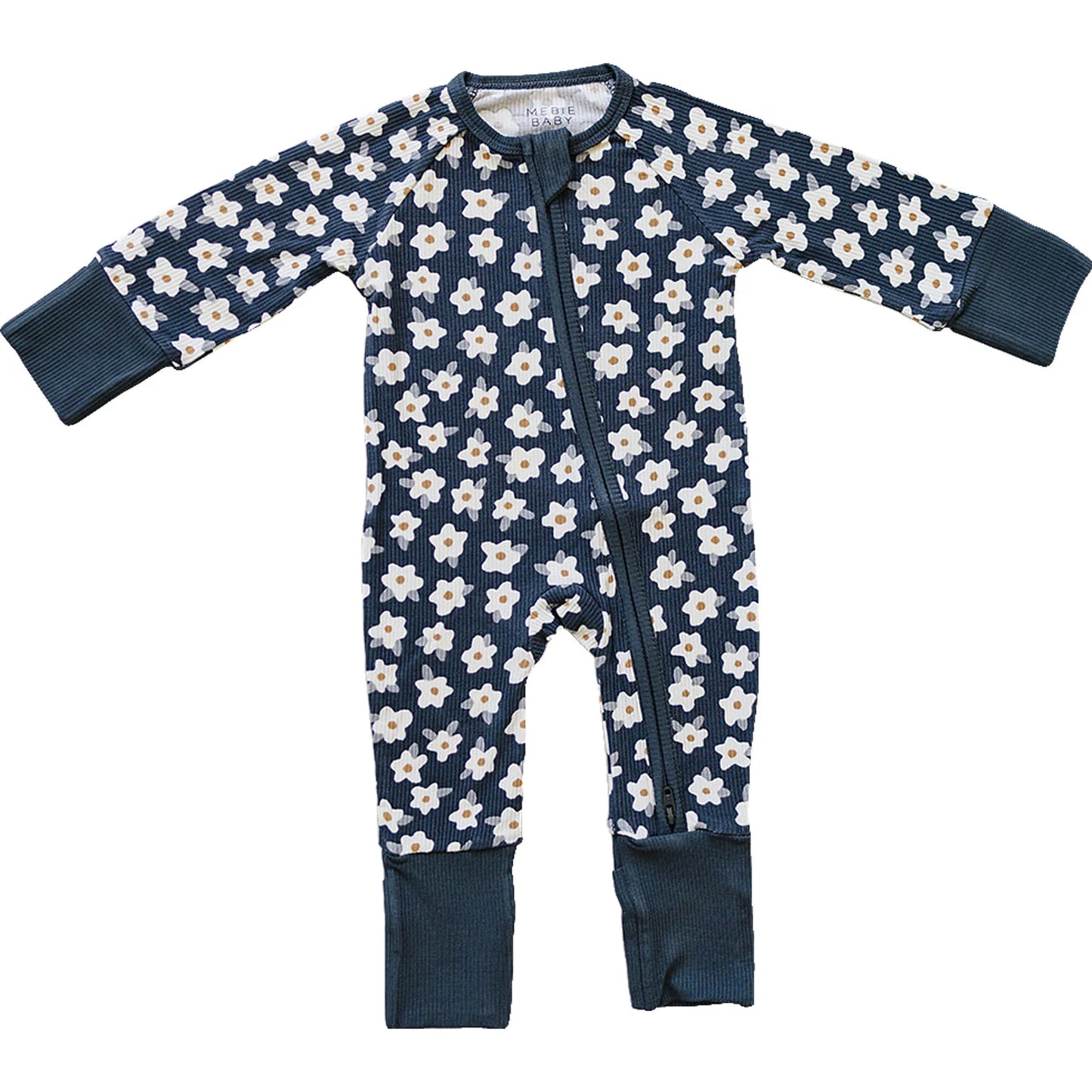 Navy Daisy Ribbed Bamboo Sleeper