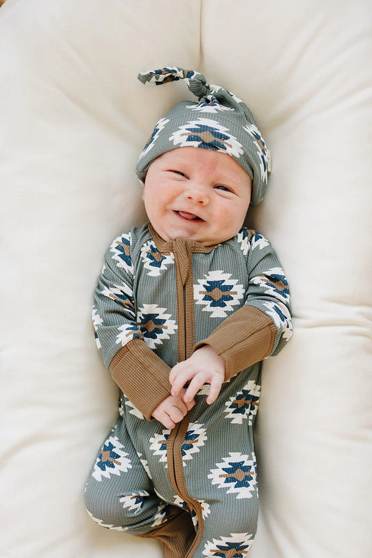 Southwest Aztec Ribbed Bamboo Newborn Hat