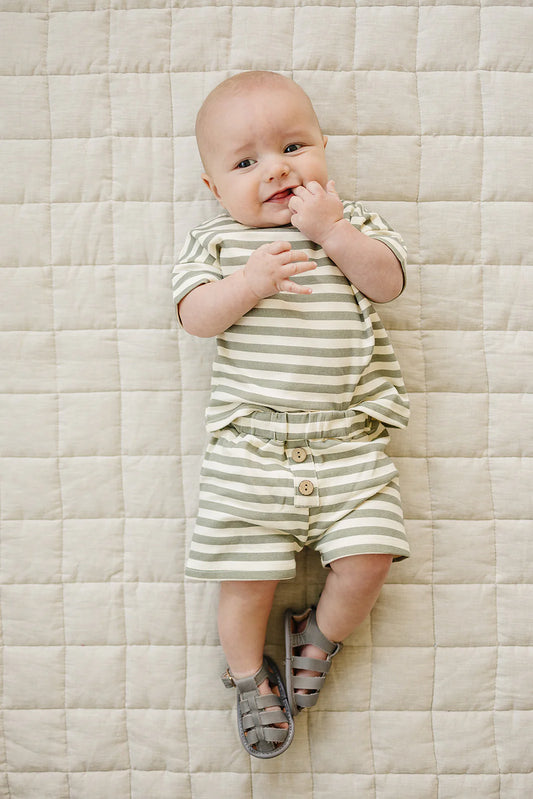 Sage Striped Shorts Set