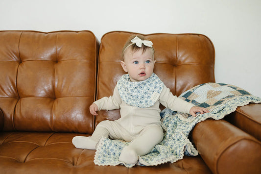 Blue Blossom Muslin Bib