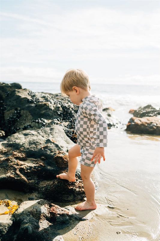 Light Green Checkered Swim Set