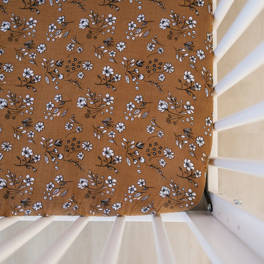 Vintage Floral Muslin Crib Sheet