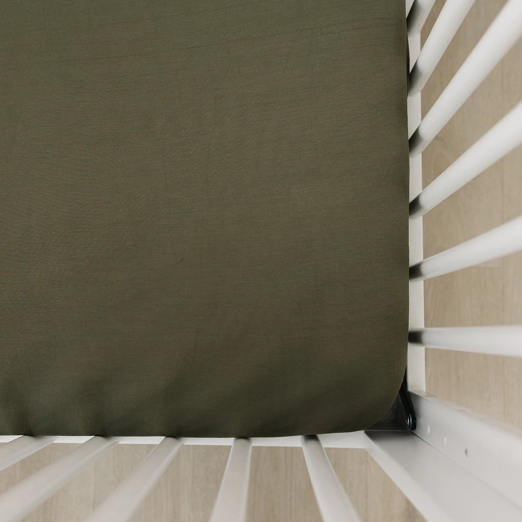 Olive Stretch Crib Sheet