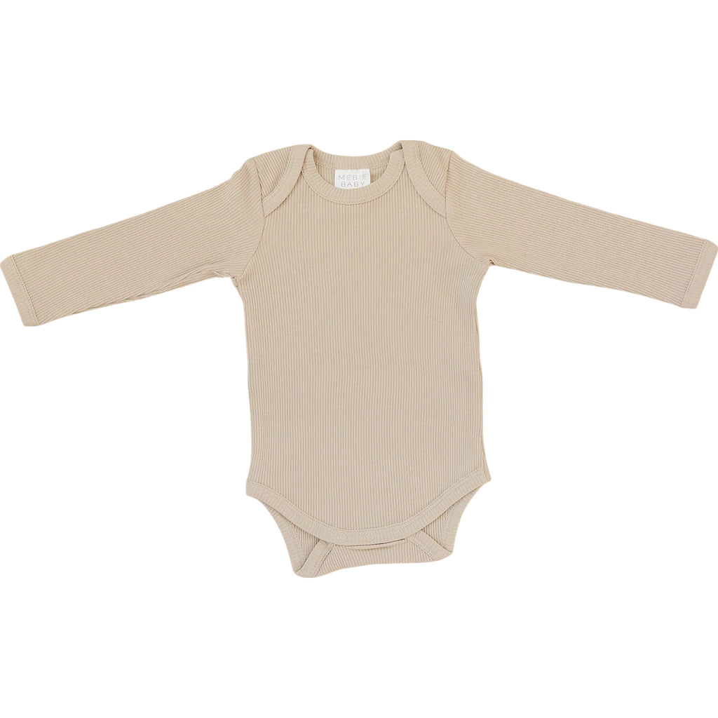 Oatmeal Organic Long Sleeve Ribbed Bodysuit