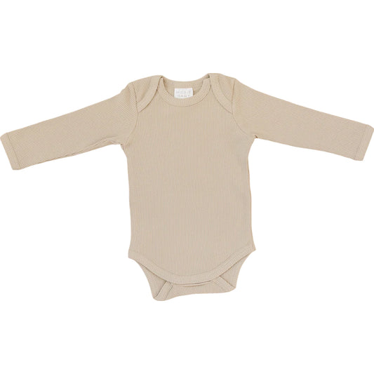 Oatmeal Organic Long Sleeve Ribbed Bodysuit