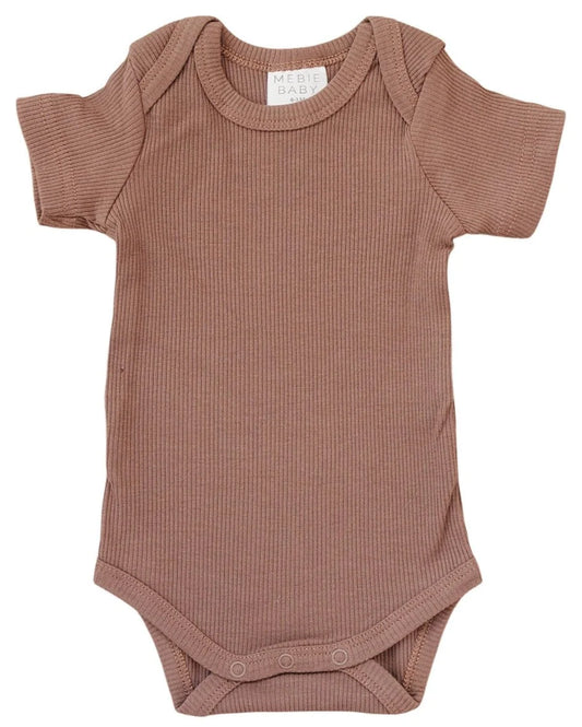 Dusty Rose Organic Cotton Short Sleeve Ribbed Bodysuit