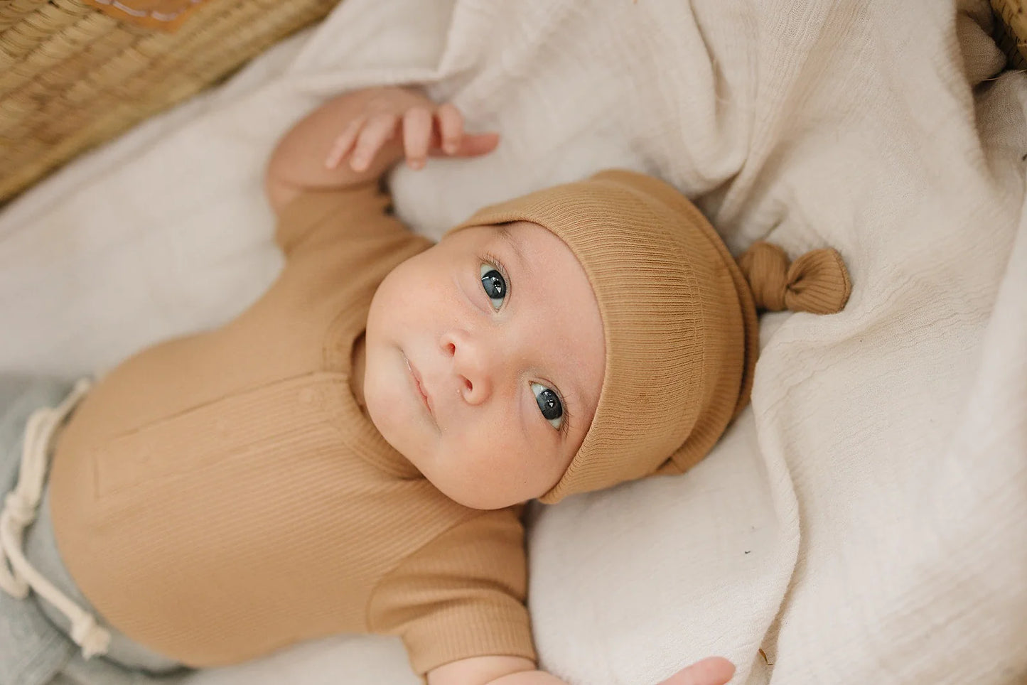 Ribbed Organic Cafe Newborn Hat