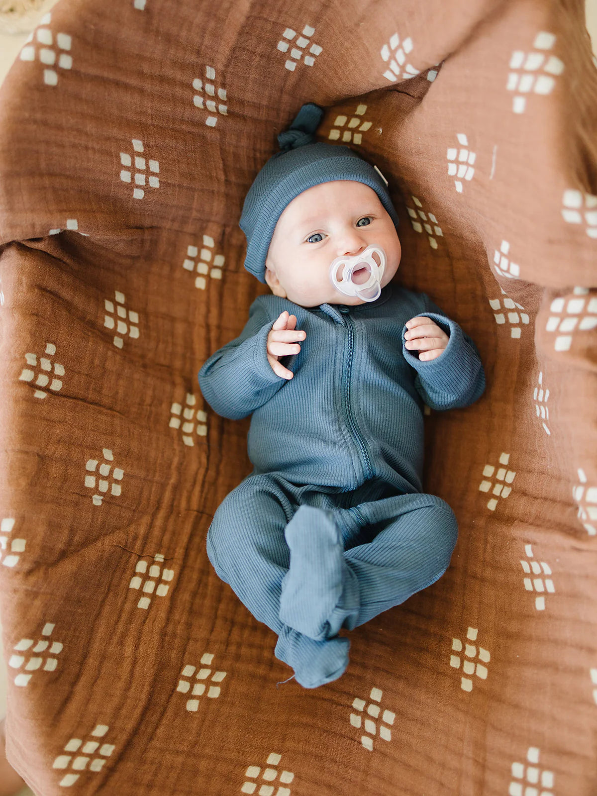 Navy Organic Ribbed Newborn Hat