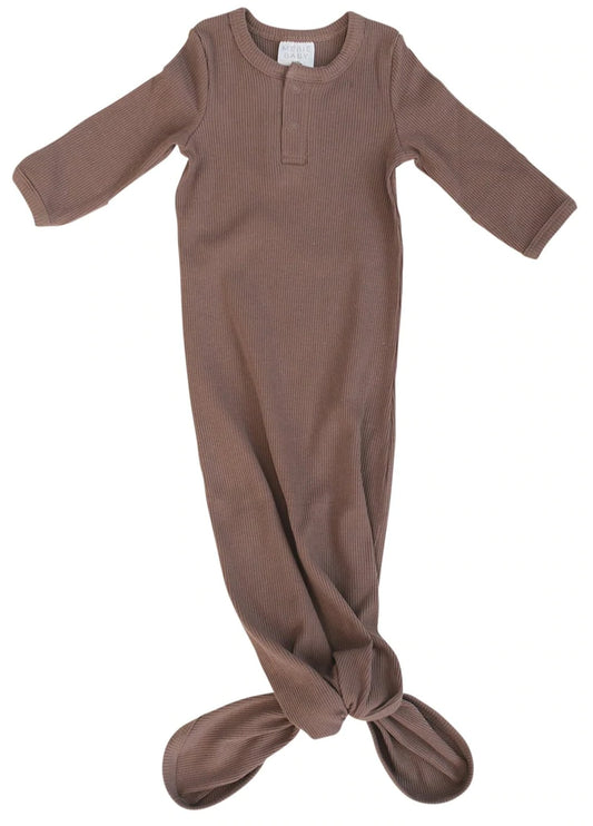 Plum Organic Cotton Ribbed Knot Gown