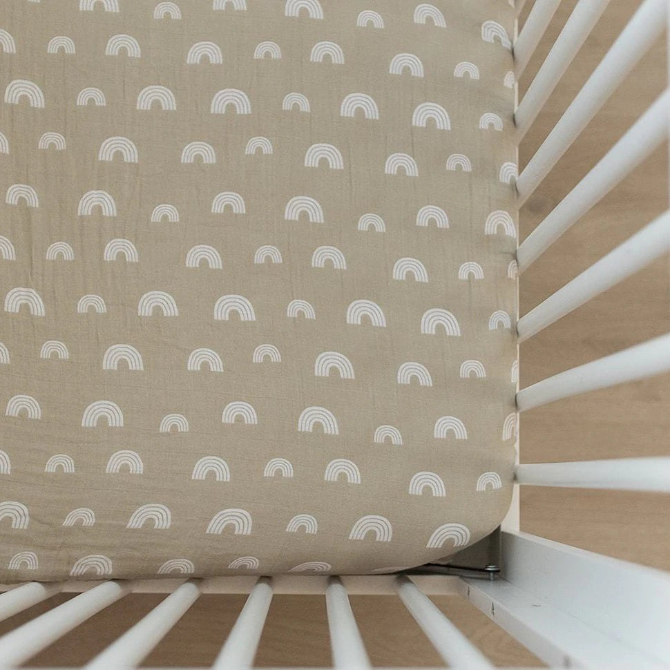 Sand Rainbow Muslin Crib Sheet