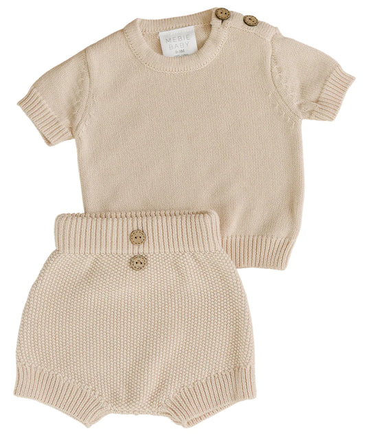 Vanilla Knit Button Top + Shorts Set