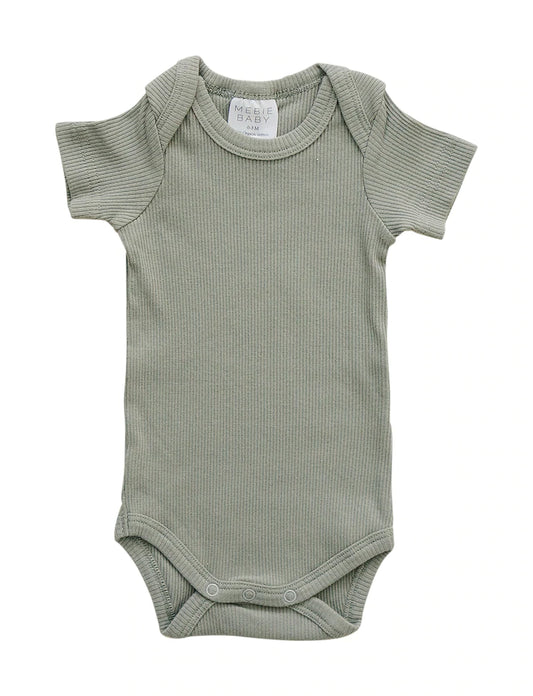 Green Organic Cotton Short Sleeve Ribbed  Bodysuit