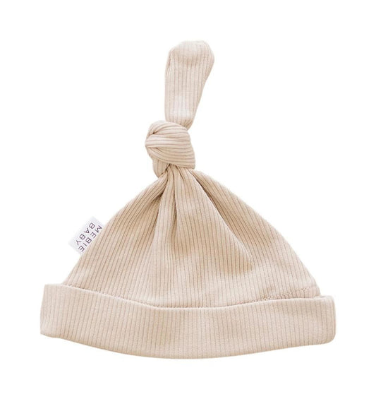 Ribbed Organic Oatmeal Newborn Hat
